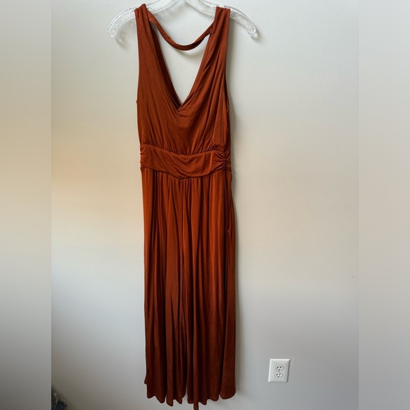 Anthropologie Maeve Enchantment Jumpsuit  Copper Rust Wide Leg - Picture 4 of 7